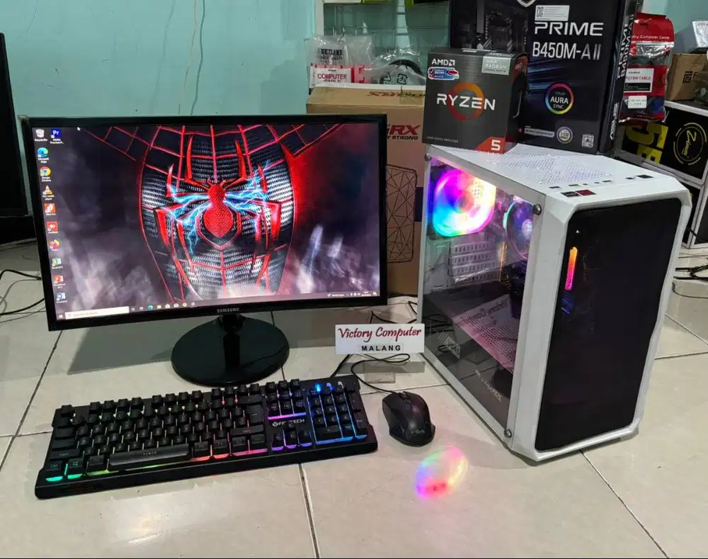 PC Komputer GAMING Ryzen 5-5600G RAM 16GB SSD 512GB Layar 24 inch