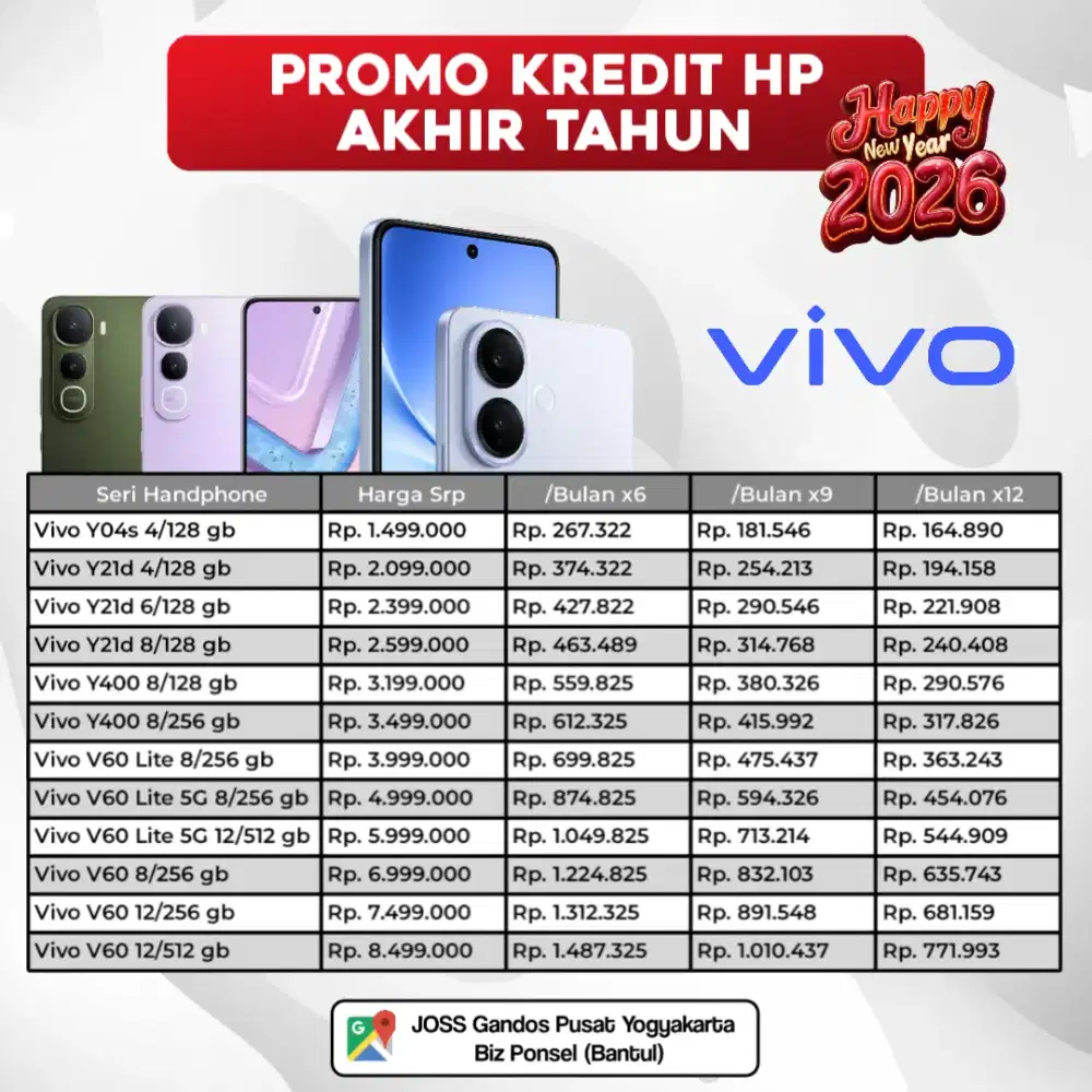 PROMO KREDIT HP VIVO V60 LITE 8/256