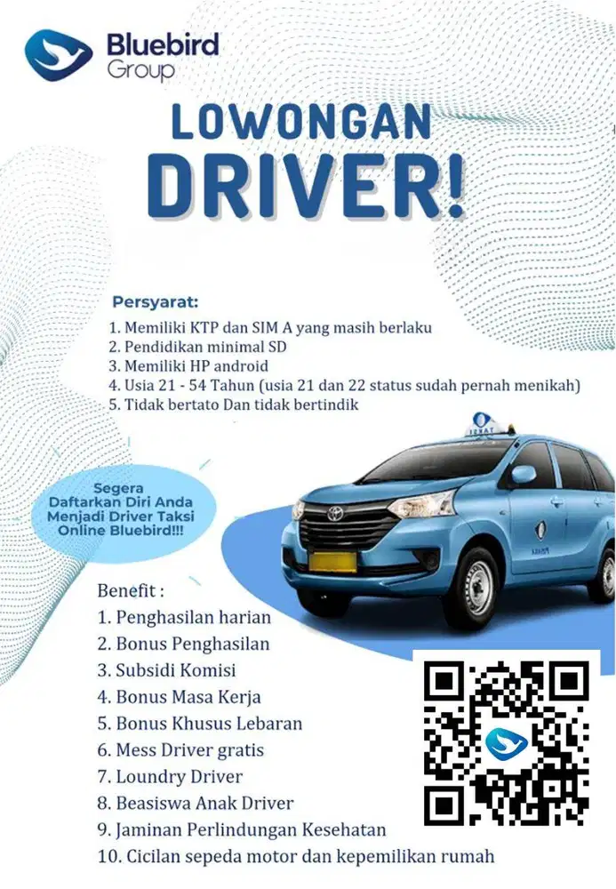 Lowongan Kerja Supir Taksi Blue Bird Palmerah Jakarta Barat