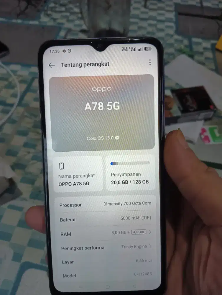 Oppo a78 5G 8 plus 8 Rom 128 resmi (batangan)