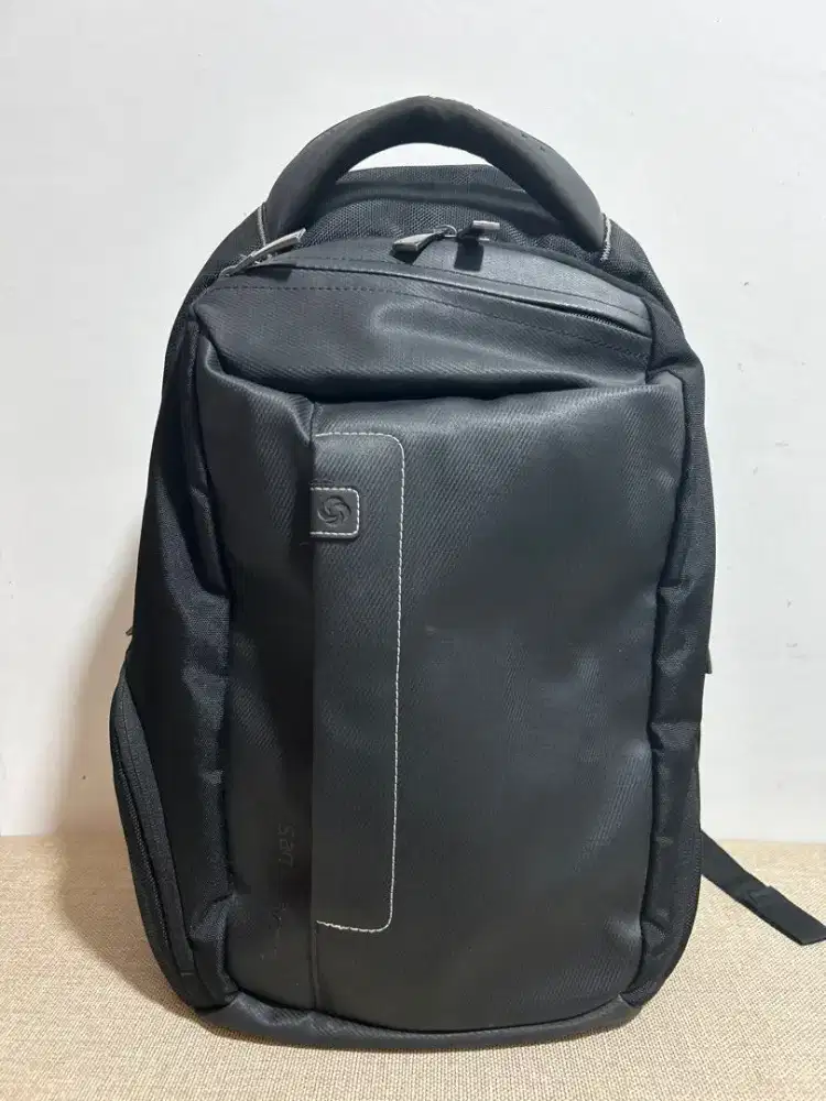Samsonite Black Leather Tough Backpack Tas Laptop Bag Hitam Original