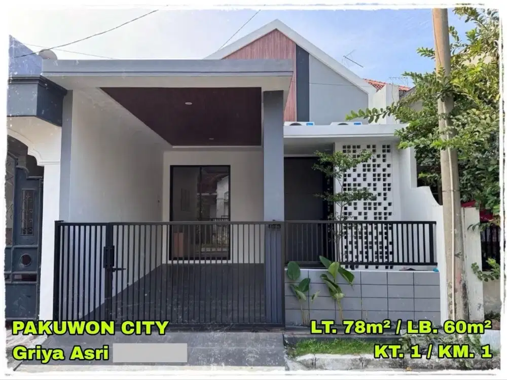 Dijual Rumah Baru Gres Modern Compact Griya Asri Pakuwon City Surabaya