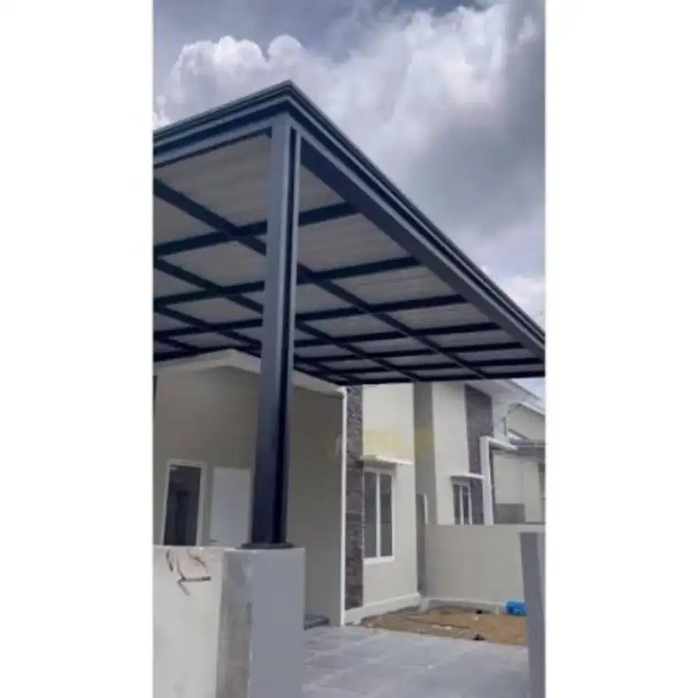 Kanopi rangka hollow atap upvc single layer