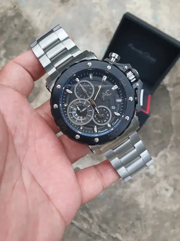 Jam tangan alexandre christie 9205 silver garansi mesin 6 bulan