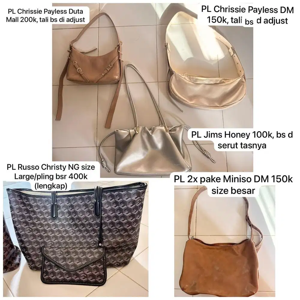 Tas2 preloved pribadi good condition, rata2 3x an pemakaian aja