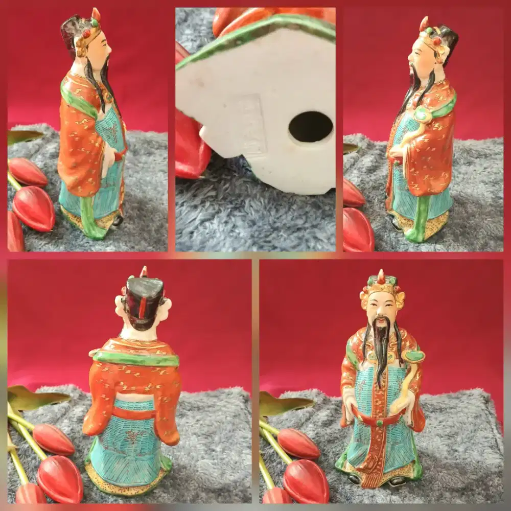 Patung keramik Chinese Fu Lu Shou porcelain, pre-owned