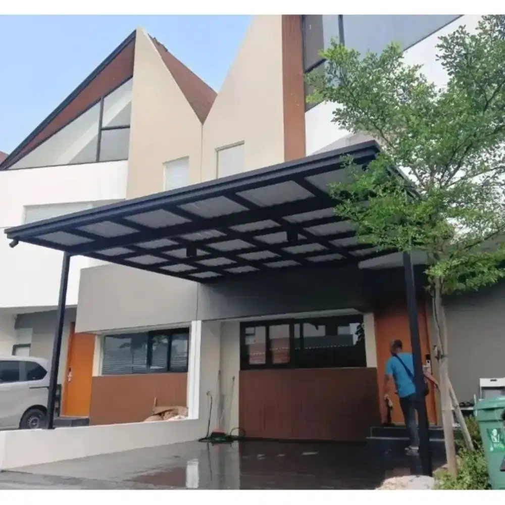 Kanopi atap alderon single layar rangka besi free survei