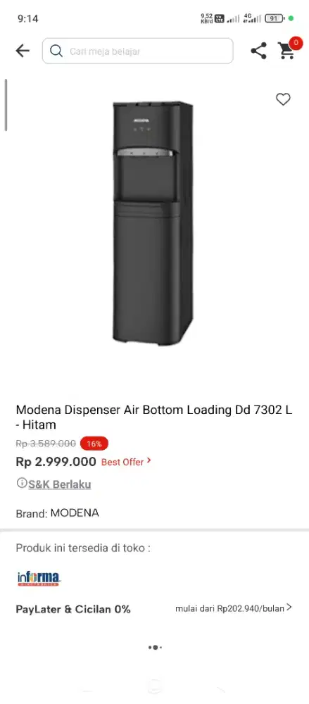 Dispenser bisa cicilan tanpa DP dapatkan promo cicilan 0%