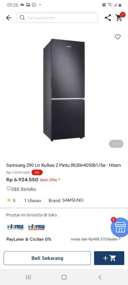 Samsung kulkas 2pintu