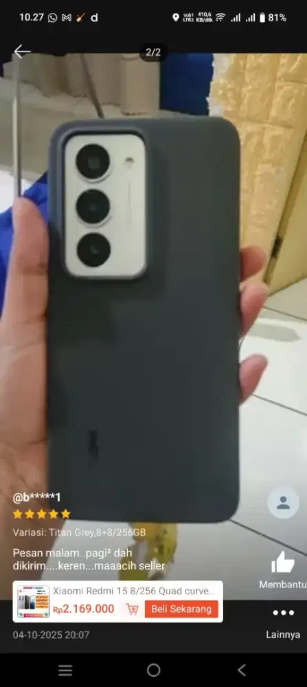 REDMI 15 BLACK 8/128GB UNIT DAN CARGER ORI AJA