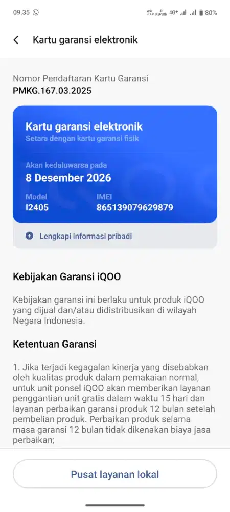 Iqoo Neo 10 16/512 Fullset likenew