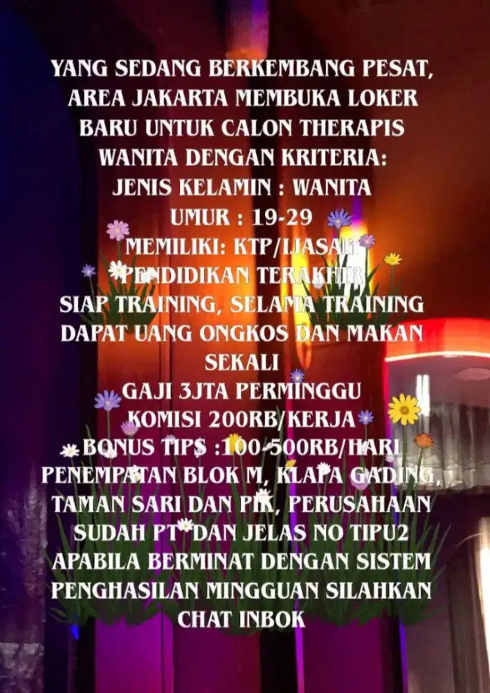 Di butuhkan Segera therapist SPA Non++ khusus WANITA