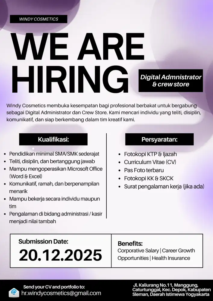 Digital Administrator & Crew Store di Windy Cosmetic