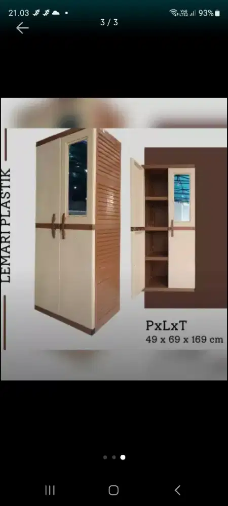 Lemari plastik 2 pintu full rak