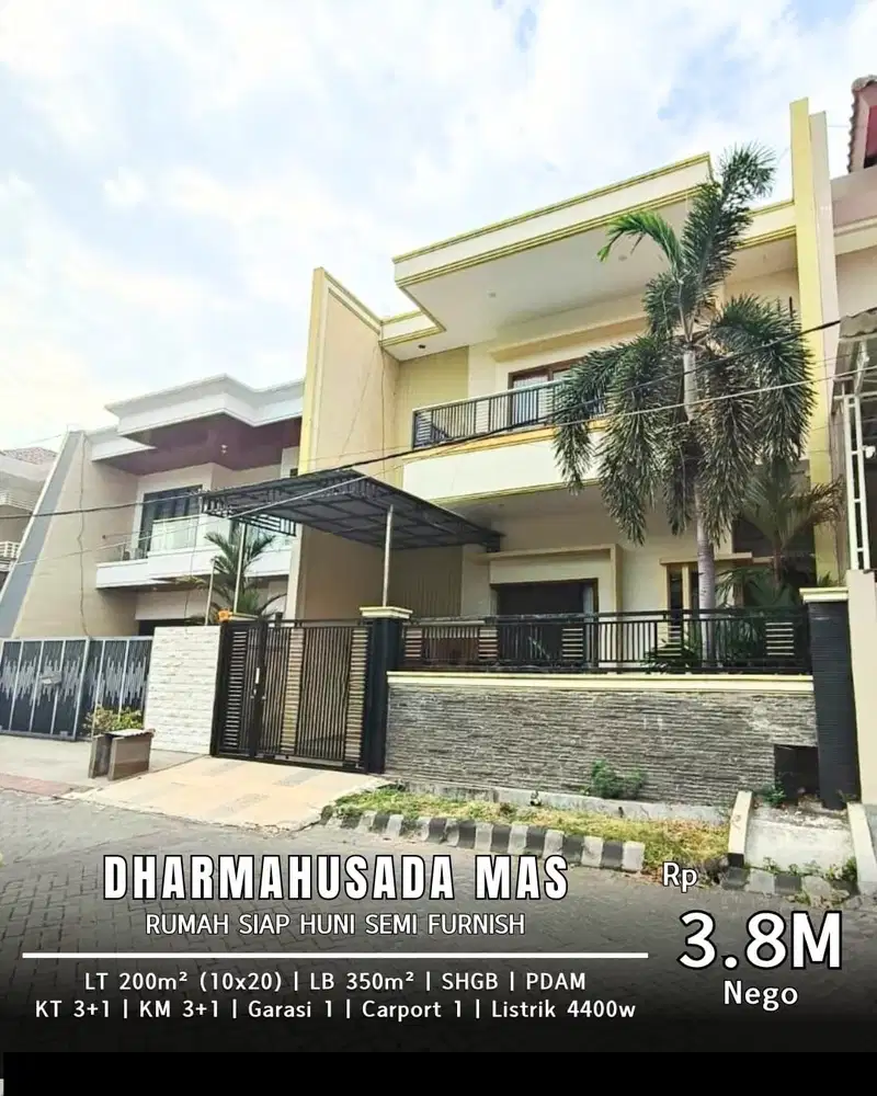 Dijual Rumah Siap Huni Semi Furnish Dharmahusada MAs Surabaya Timur