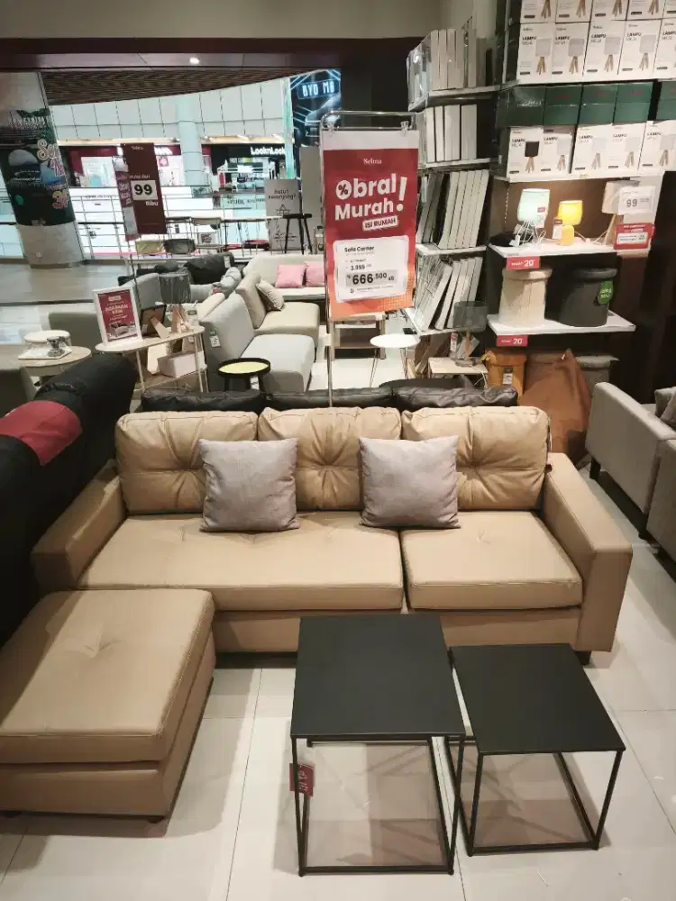 Sofa L 3 Seater Kulit Murah
