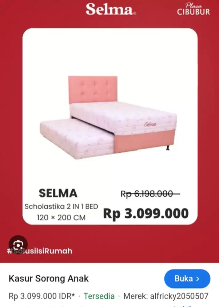 Tempat tidur sorong Selma uk 120 pink