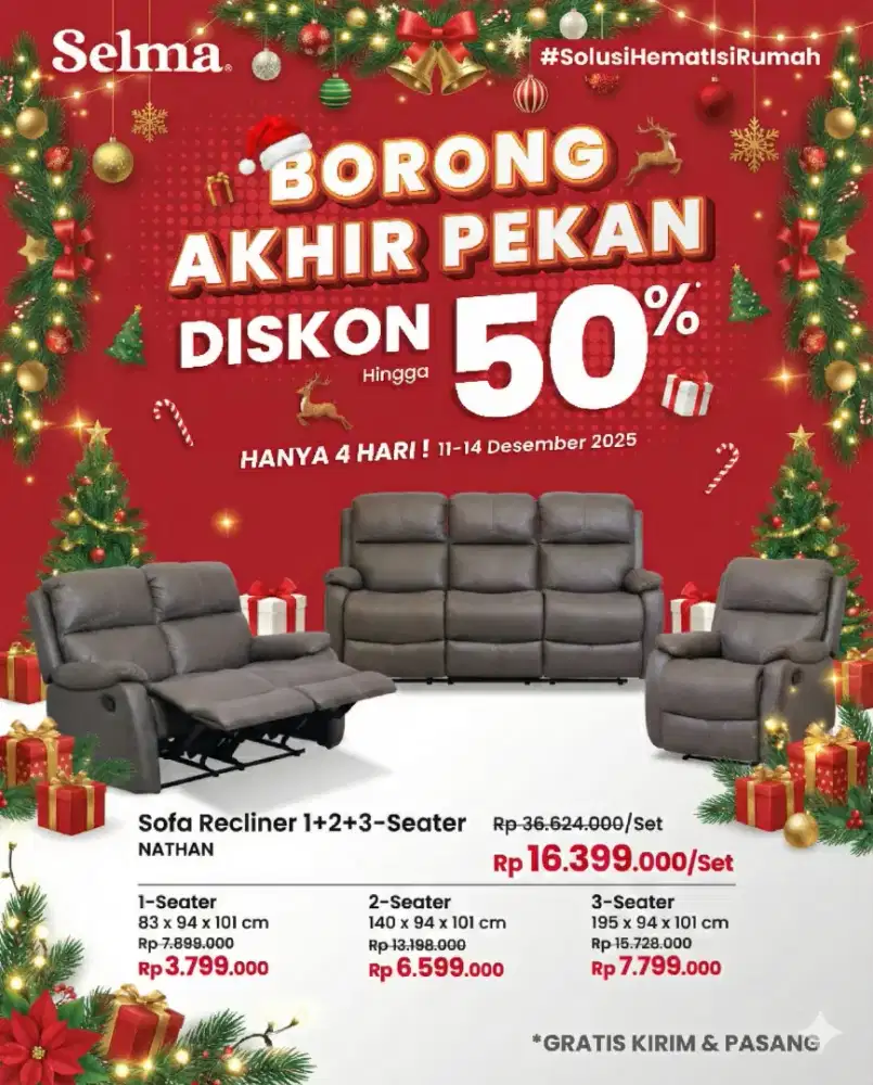 NATHAN SOFA SET RECLAINER GREY
