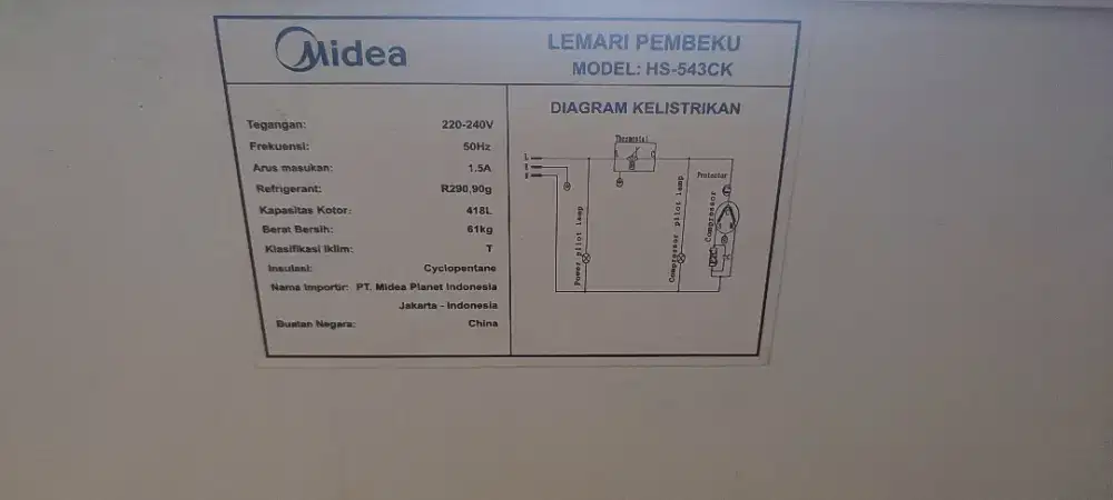 Jual : Freezer MIDEA HS-543CK