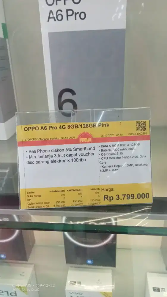 cicilan oppo A6pro 8 128 GB
