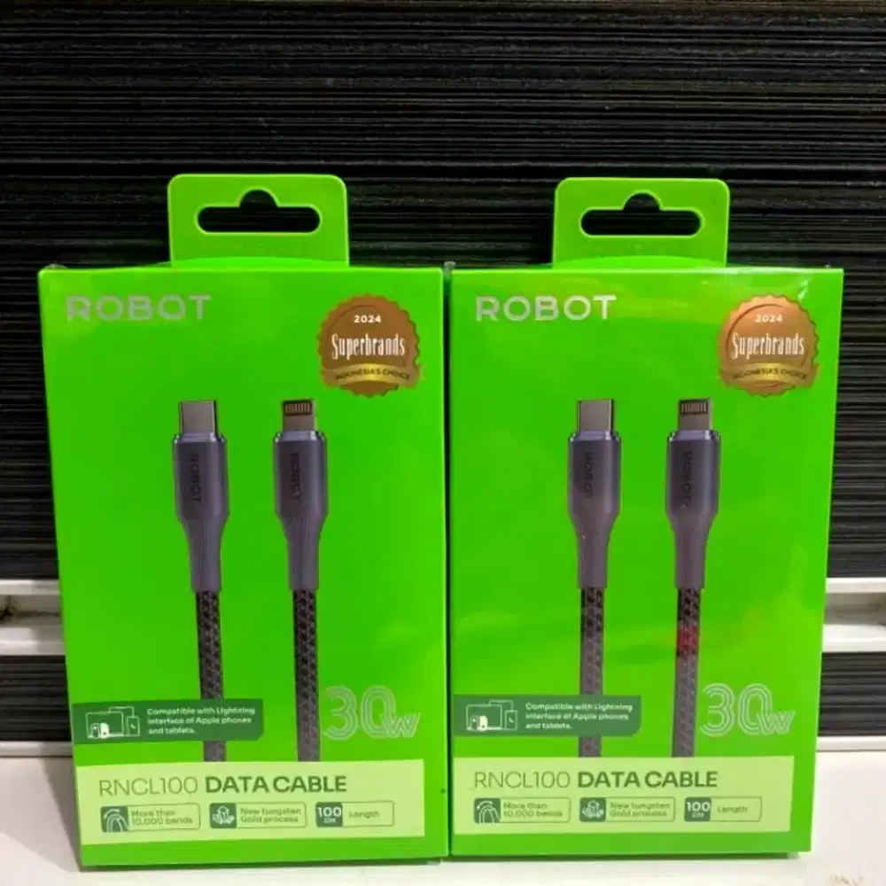 Kabel Data Robot RNCL100 Type-C To Lightning 30W 100cm Original