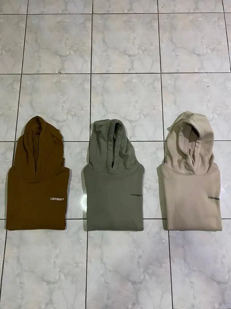 Jaket Hoodie LODYBERT ORIGINAL size L Sweater Coklat Hijau Cream