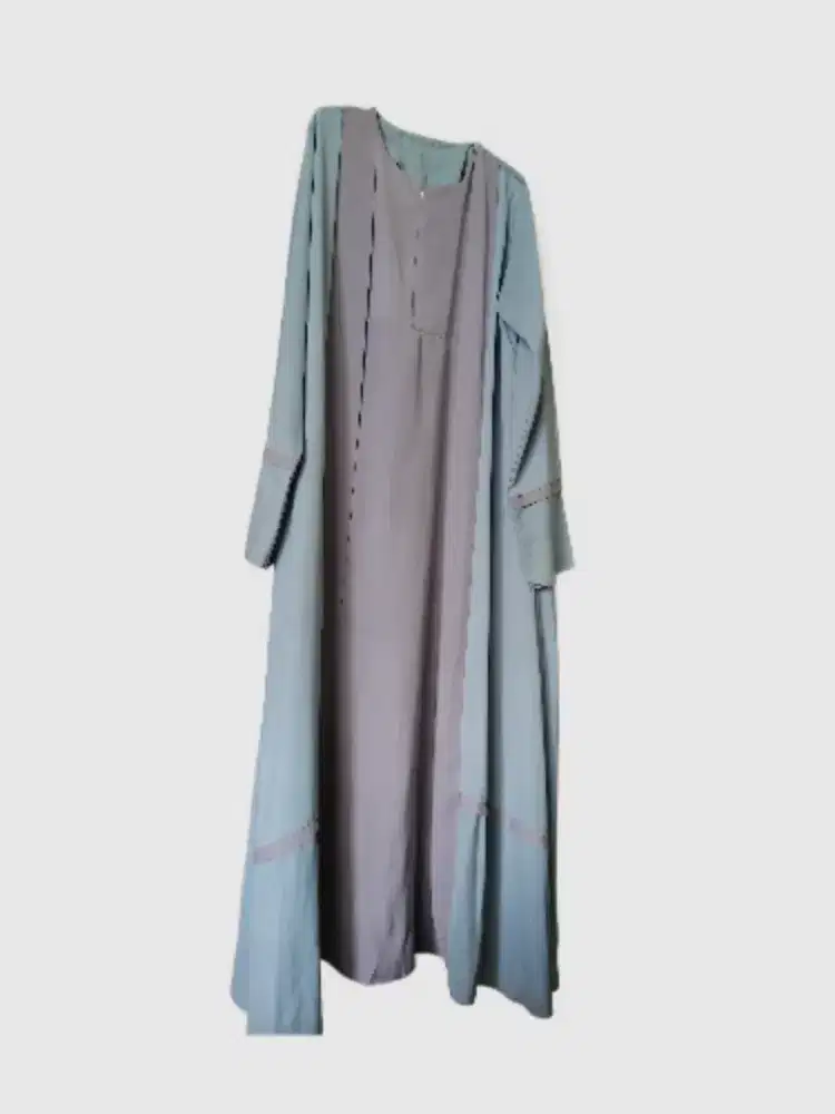 Long dress Layer Outer Biru Abu - Abu