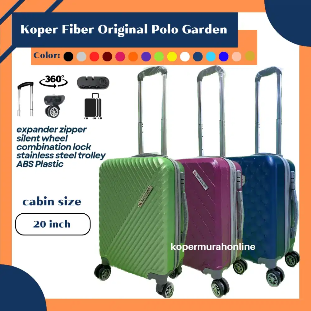 Koper cabin pesawat 20 inch POLO GARDEN fiber ABS bahan tebal roda 4