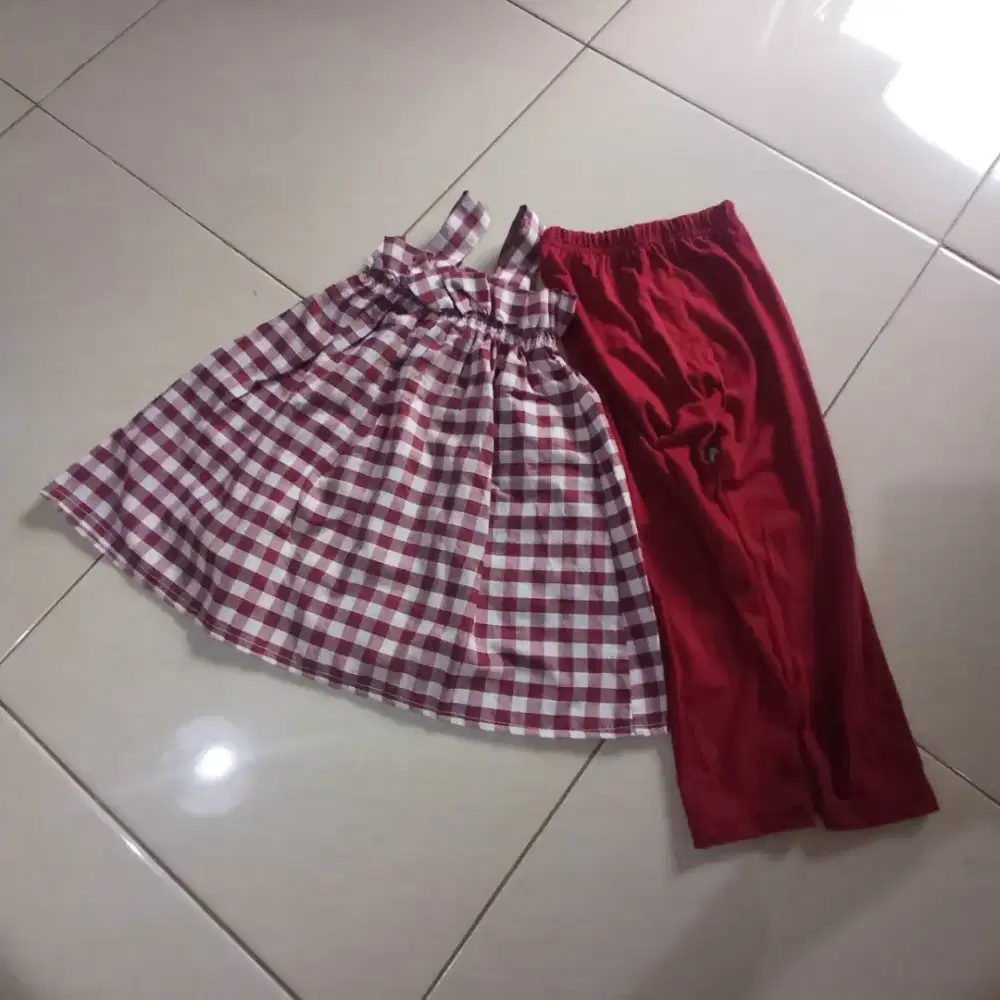 Setelan Dress & Legging Anak Cewek usia 3-5 tahun