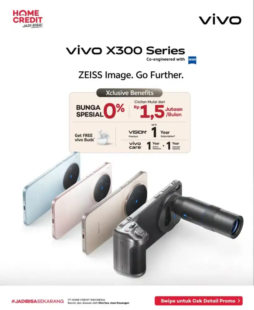 Cicilan Vivo X300 pakai home credit pasti dapat gratis 2x cicilan
