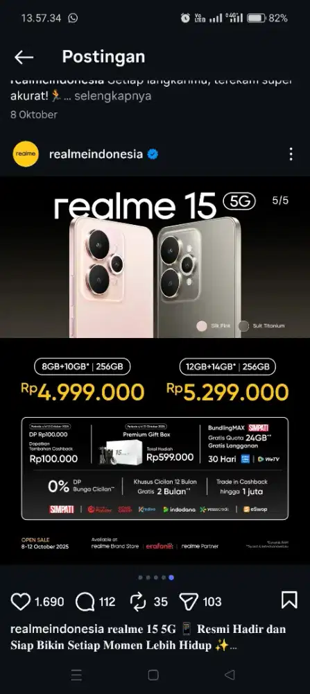 Realme 15 pro 5G series hp terlaris se-Indonesia