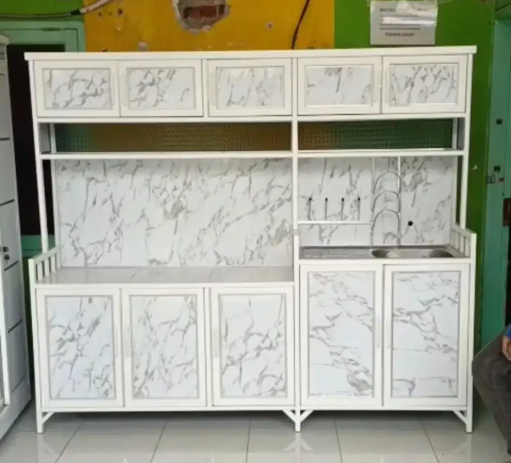 Rak Piring Sink Wastafel + Aluminium Frame Putih Jumbo Tebal