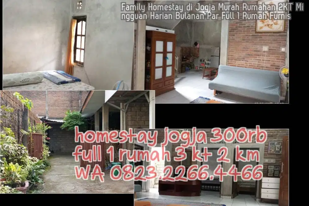 Family Homestay di Jogja Murah Rumahan 2KT Mingguan Harian Bulanan Par
