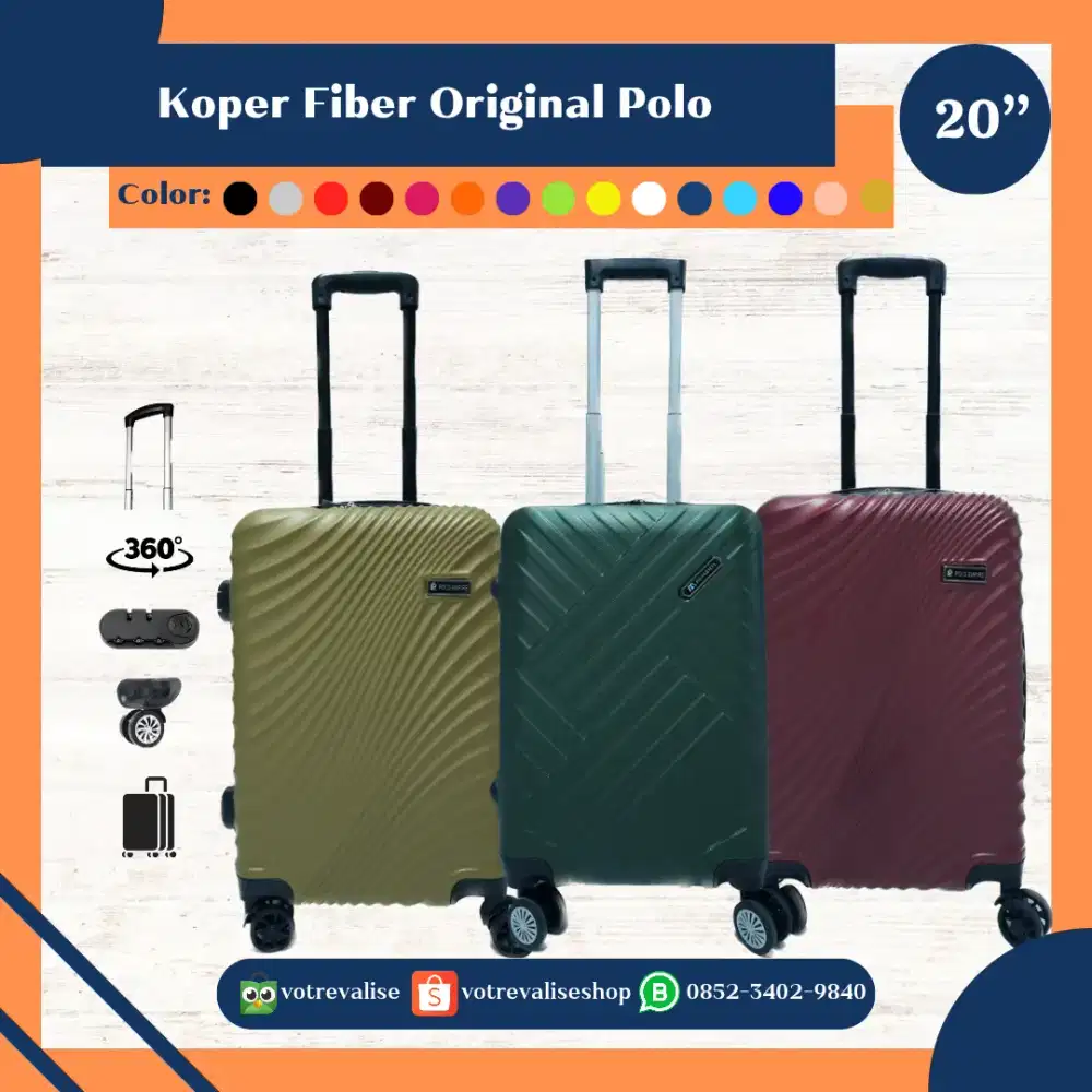 Koper murah fiber 20 inch Original Polo Freedom bahan softcase ABS