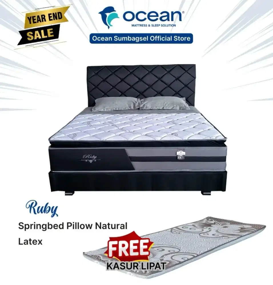 PROMO AKHIR TAHUN Springbed Latex merk ocean Ruby bonus 1 kasur lipat