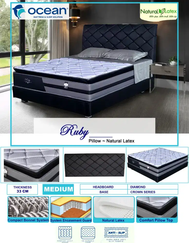 Springbed Latex merk ocean Ruby garansi resmi 15 tahun