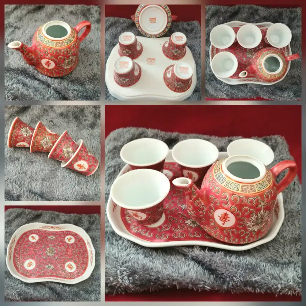 Teapot set keramik mini Chinese teh pai set, preloved