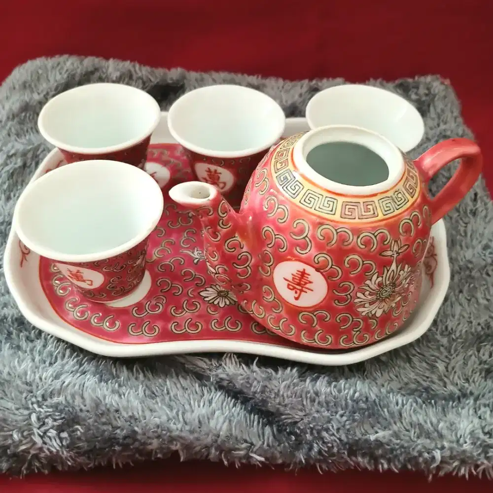 Teapot set keramik mini Chinese teh pai set, preloved