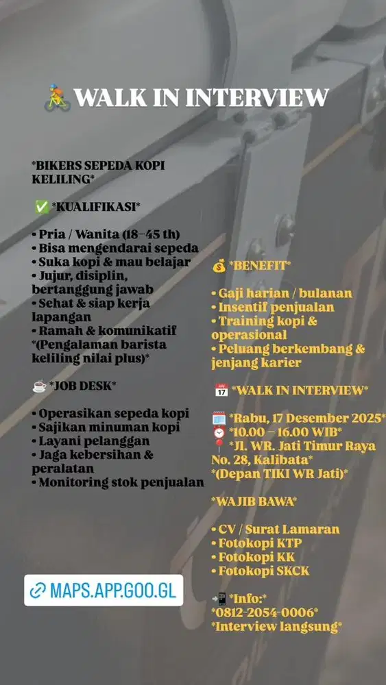 Lowongan Bikers Kopi Keliling