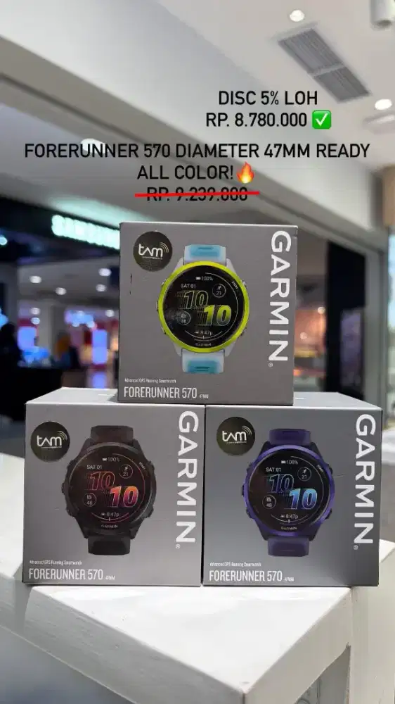 Garmin Forerunner 570 47mm Original – Ready All Color | Diskon 5%