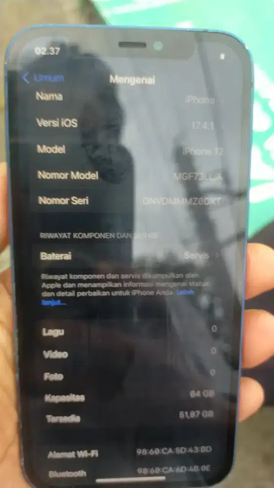 Jual hp iphone 12.64 inter sinyal aman