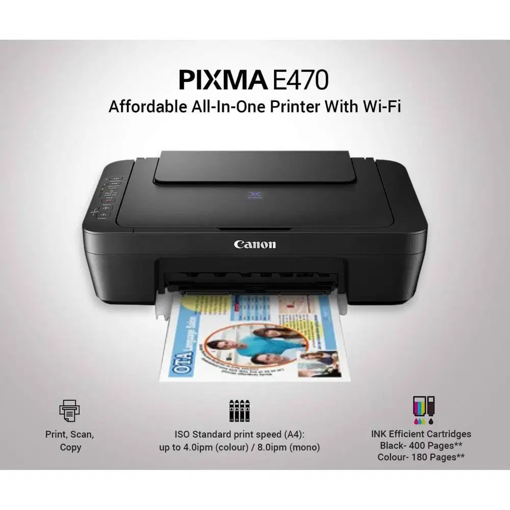 Printer Canon PIXMA E470 E 470 All-in-One (Print Scan Copy WiFi)