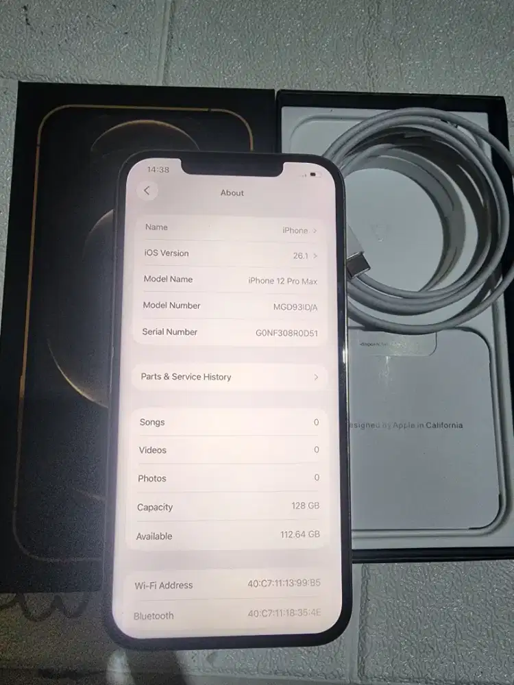 Iphone 12promax 128gb ex ibox warna gold