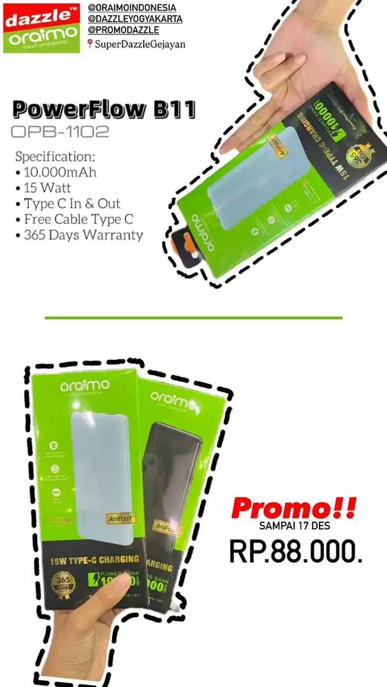 Powerbank 10.000mAh 15 Watt OPB-1102