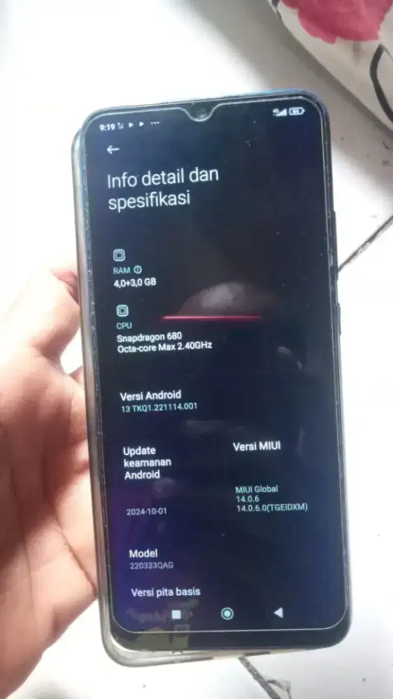 Jual hp Redmi 10c ram 4+3/128