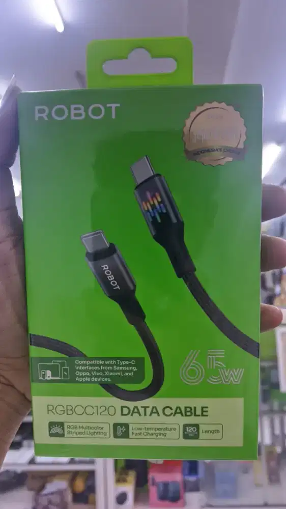 KABEL DATA TYPE-C TO TYPE-C ROBOT RGBCC120