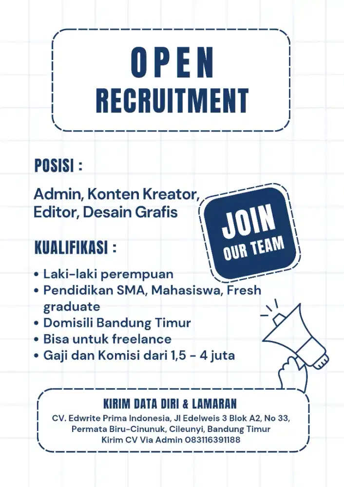 Loker untuk Admin dan Konten Kreator