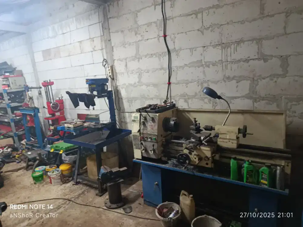 JUAL MESIN BUBUT SETT DENGAN MESIN KORTER MESIN HUN DAN ALAT PRESS