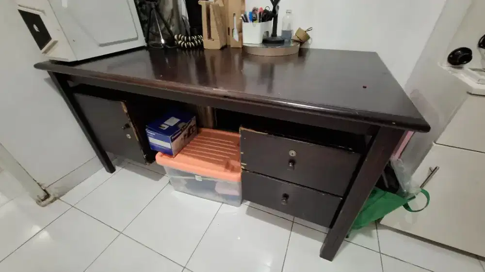 Meja kerja full kayu solid 160x90x80