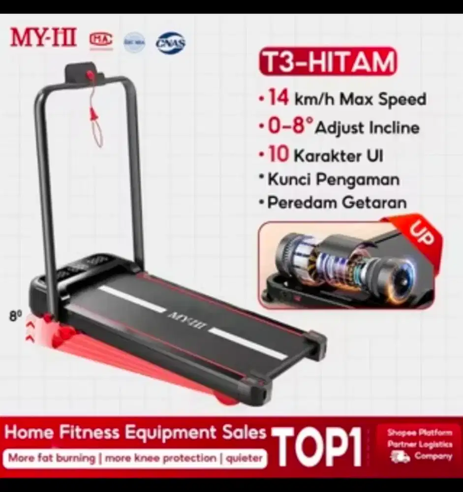 ZHOKA 14/KM JAM - TREADMILL LIPAT baru dipakai sedikit